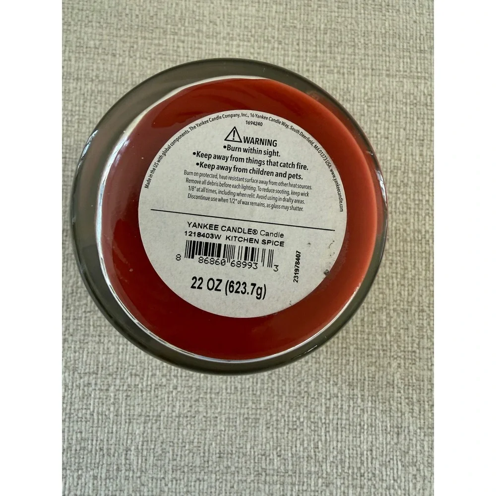 New‎ Yankee Candle KITCHEN SPICE Large 2-Wick Tumbler 22 Oz Red Brown Wax